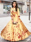 Beige Colour Arya 3Dr Gown 2 Fancy Designer Festive Wear Japan Sating Digital Printed Stylish Gown Collection Arya 07